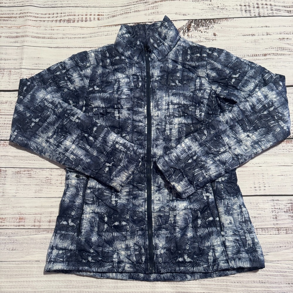 The North Face Thermoball Puffer Jacket Lightweight Blue White Women's Size S